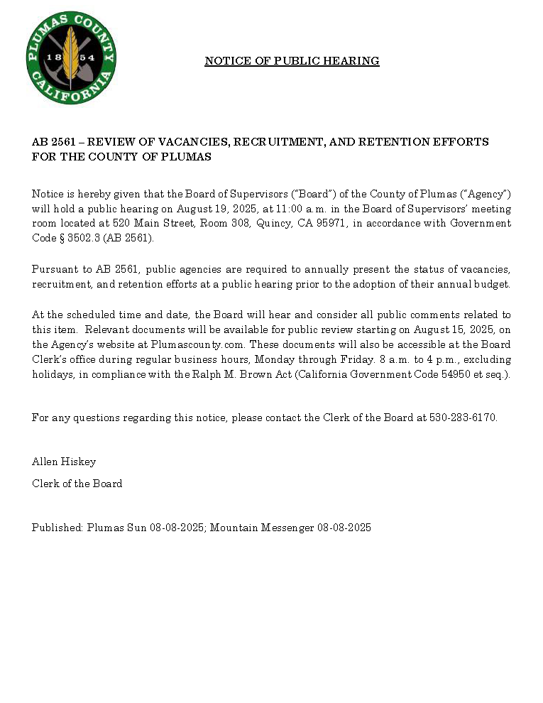 Notice of Public Hearing - AB2561